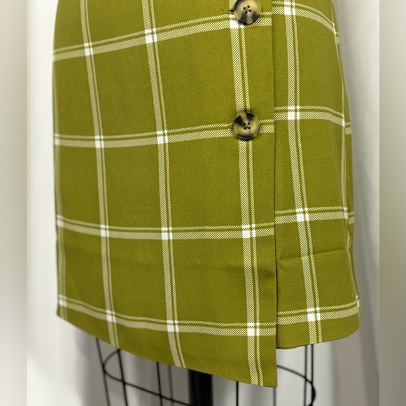 ModCloth Green Tartan Plaid 90s Y2K Wrap Skirt  8 Medium NWT - Picture 2 of 7